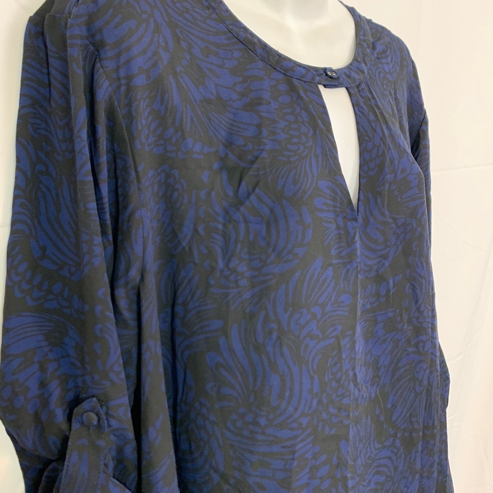 TORRID Black Blue Sheer Blouse 110844 Top Shirt 2 - Picture 3 of 16